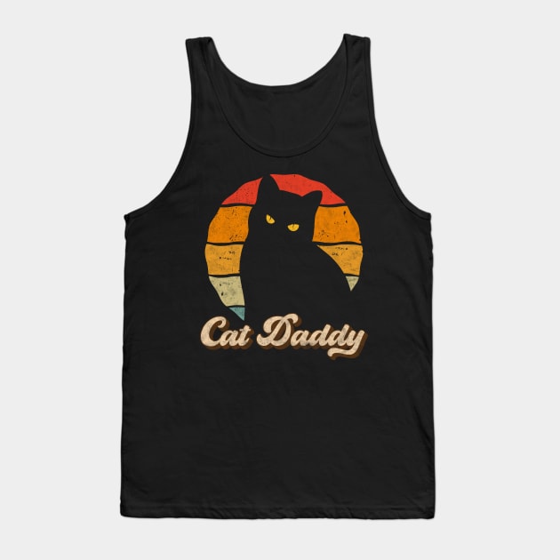 Cat Daddy Vintage Style Cats Dad Father Retro Distressed Men Tank Top by Rebrand